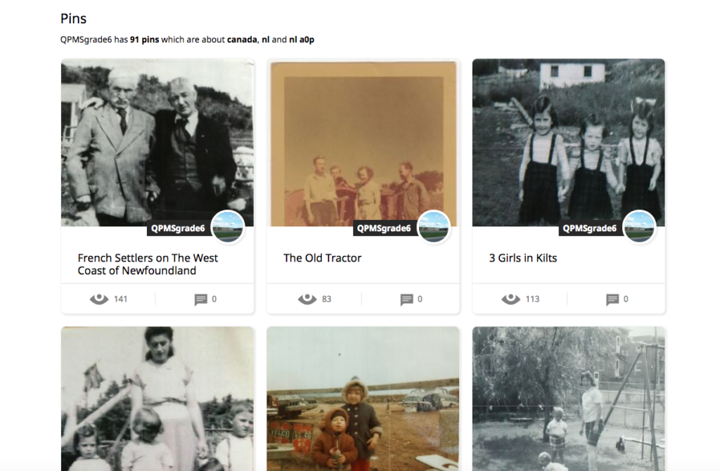 Screenshot of Grade 6's pins on Historypin.