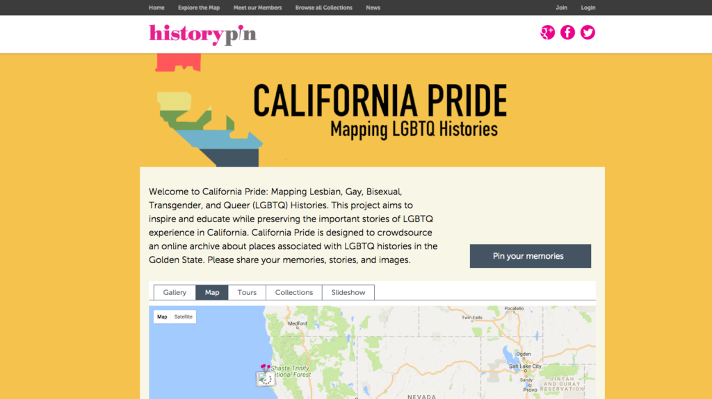 The California Pride project page on Historypin