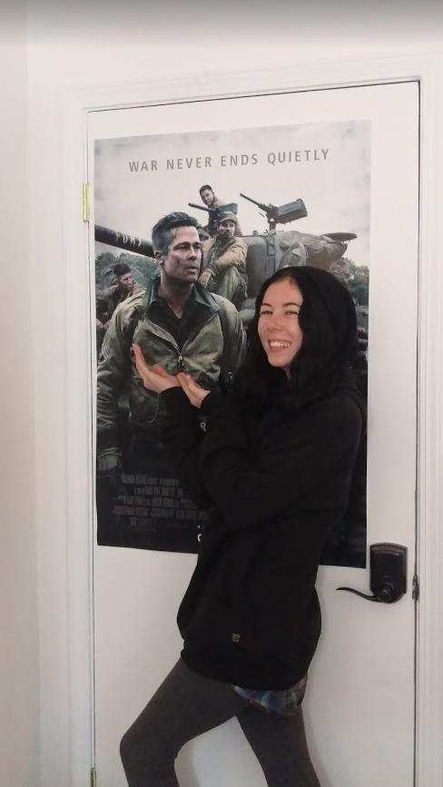 Kayly posing with Brad Pitt (in Fury), in our US office.